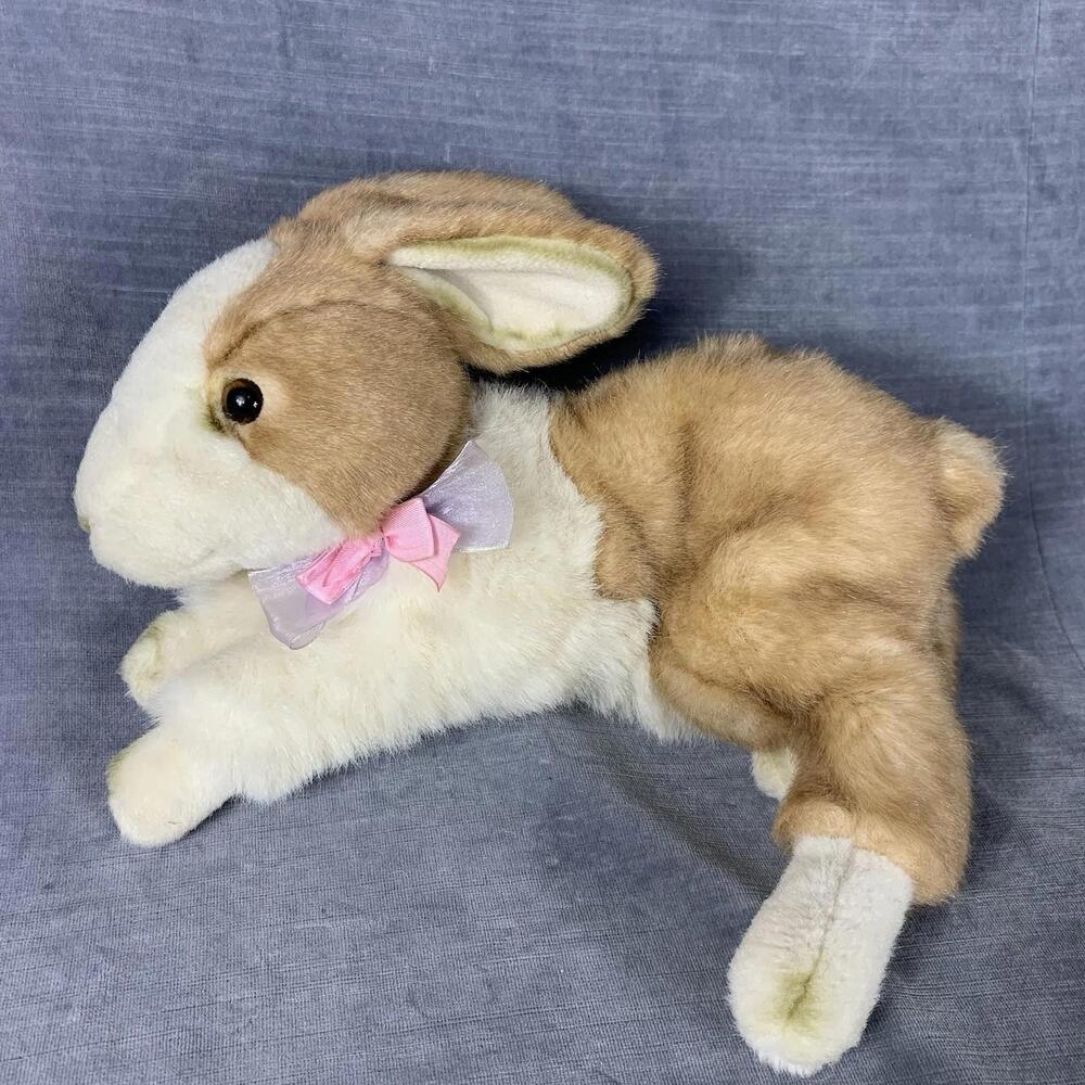WALMART Easter Bunny Rabbit Tan and White Plush 15" Stuffed Animal Realistic